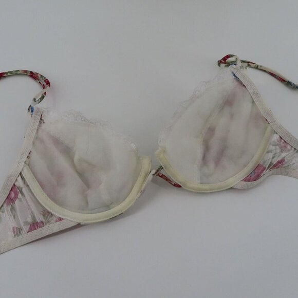 VTG Jaclyn Smith 34B Bra Underwire Lace Trim Padded Floral Flower Print Women - Picture 9 of 15